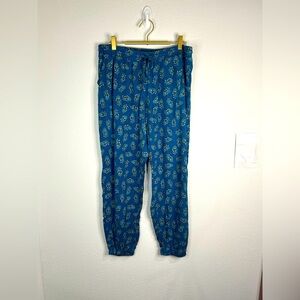 Lascana Venus Floral Jogger Pants Women’s M Blue Boho Stretch Lounge Lightweight